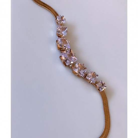 Mry Vergoldetes Stahl Zirkon Stein Geschwärztes Armband Mry Vergoldetes Stahl Zirkon Stein Geschwärztes Armband