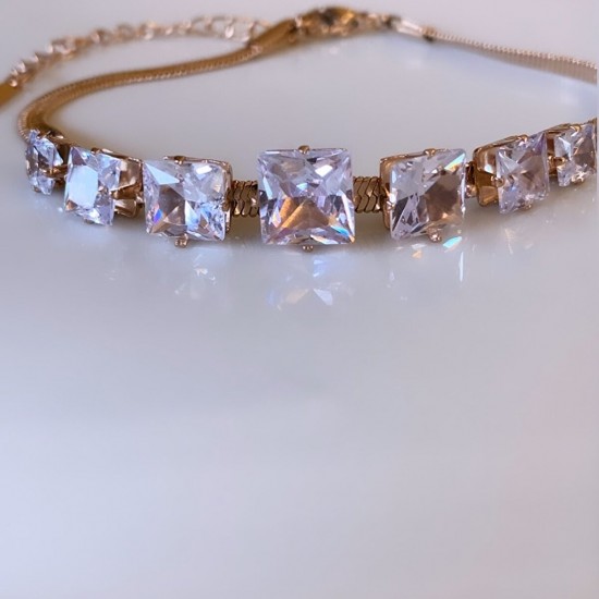 Mry Vergoldetes Stahl Zirkon Stein Geschwärztes Armband Mry Vergoldetes Stahl Zirkon Stein Geschwärztes Armband