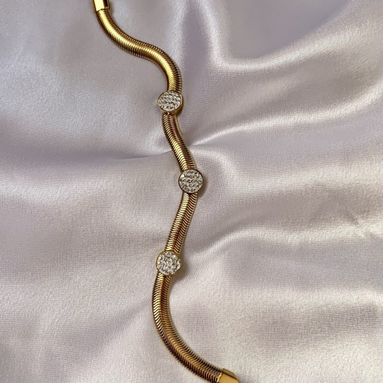 Mry Vergoldetes Stahl Zirkon Stein Geschwärztes Armband