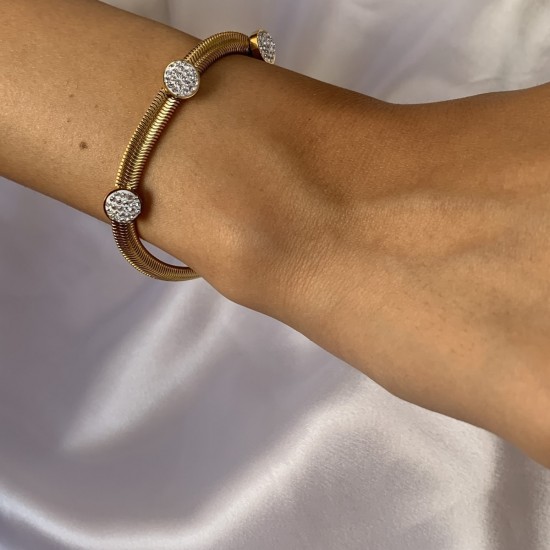 Mry Vergoldetes Stahl Zirkon Stein Geschwärztes Armband Mry Vergoldetes Stahl Zirkon Stein Geschwärztes Armband