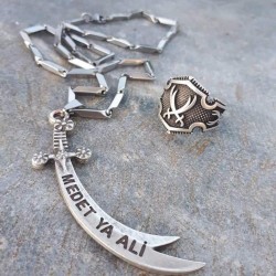 zulfukar Stahl Halskette und Ring Set zulfukar Stahl Halskette und Ring Set