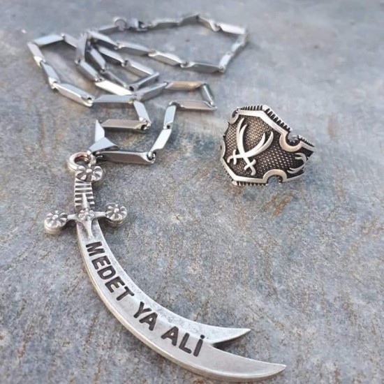 zulfukar Stahl Halskette und Ring Set zulfukar Stahl Halskette und Ring Set