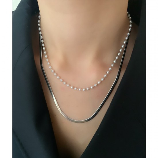 Mry Italienische Kette und Perlenkette