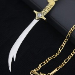 925 K Vergoldete Figaro Kette Zülfikar Schwert Unisex Halskette 925 K Vergoldete Figaro Kette Zülfikar Schwert Unisex Halskette