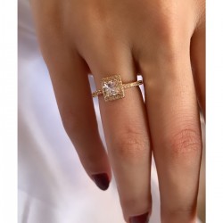 Mry Gold plattiert Baguette Zirkon Stein Solitär Ring