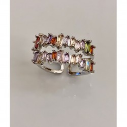 Mry Gold plattiert Double Row Zirkon Stein geschwärzt Ring