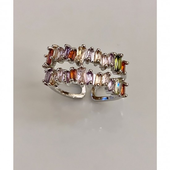 Mry Gold plattiert Double Row Zirkon Stein geschwärzt Ring