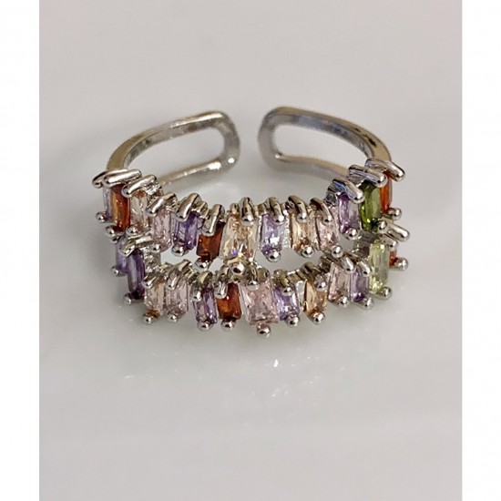 Mry Gold plattiert Double Row Zirkon Stein geschwärzt Ring