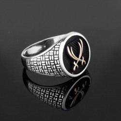 925 K Sterling Silber Zülfikar Herrenring mit Strohhülse - Zld-22