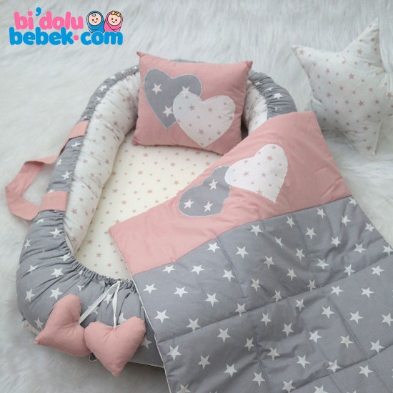Babynest Special Set mit grauem Sternchen-Muster - Mutterschoß