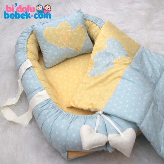 Türkisfarbene Schleife mit Muster Babynest Special Set - Mutterschoß