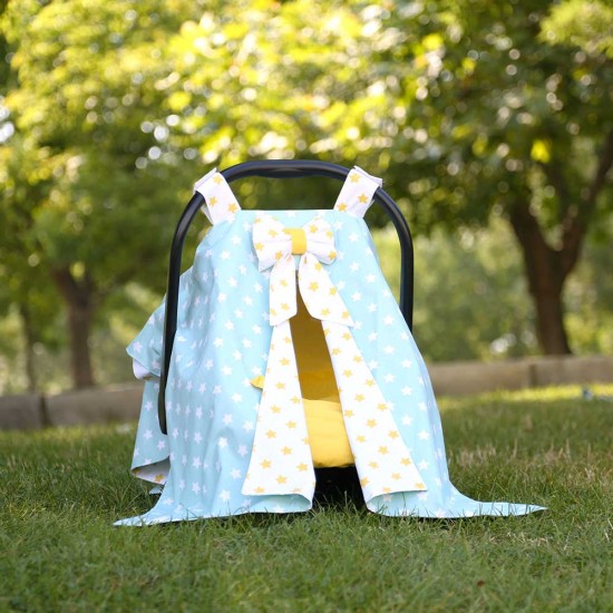 Mintgrüner Kinderwagenbezug mit Sternenmuster