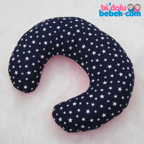 Marineblaues Stillkissen mit Polka Dot und Wal-Muster Marineblaues Stillkissen mit Polka Dot und Wal-Muster